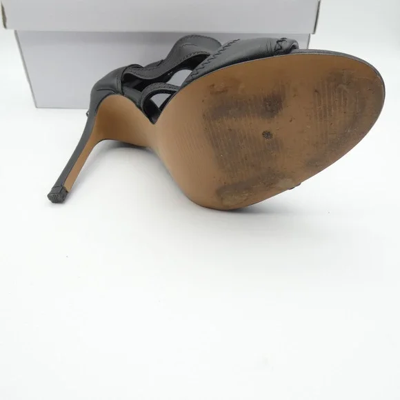 Steve Madden Domm Black Leather Cut Out Cage Stiletto Heel Sandals DOMM01S1 6.5M - Picture 3 of 7
